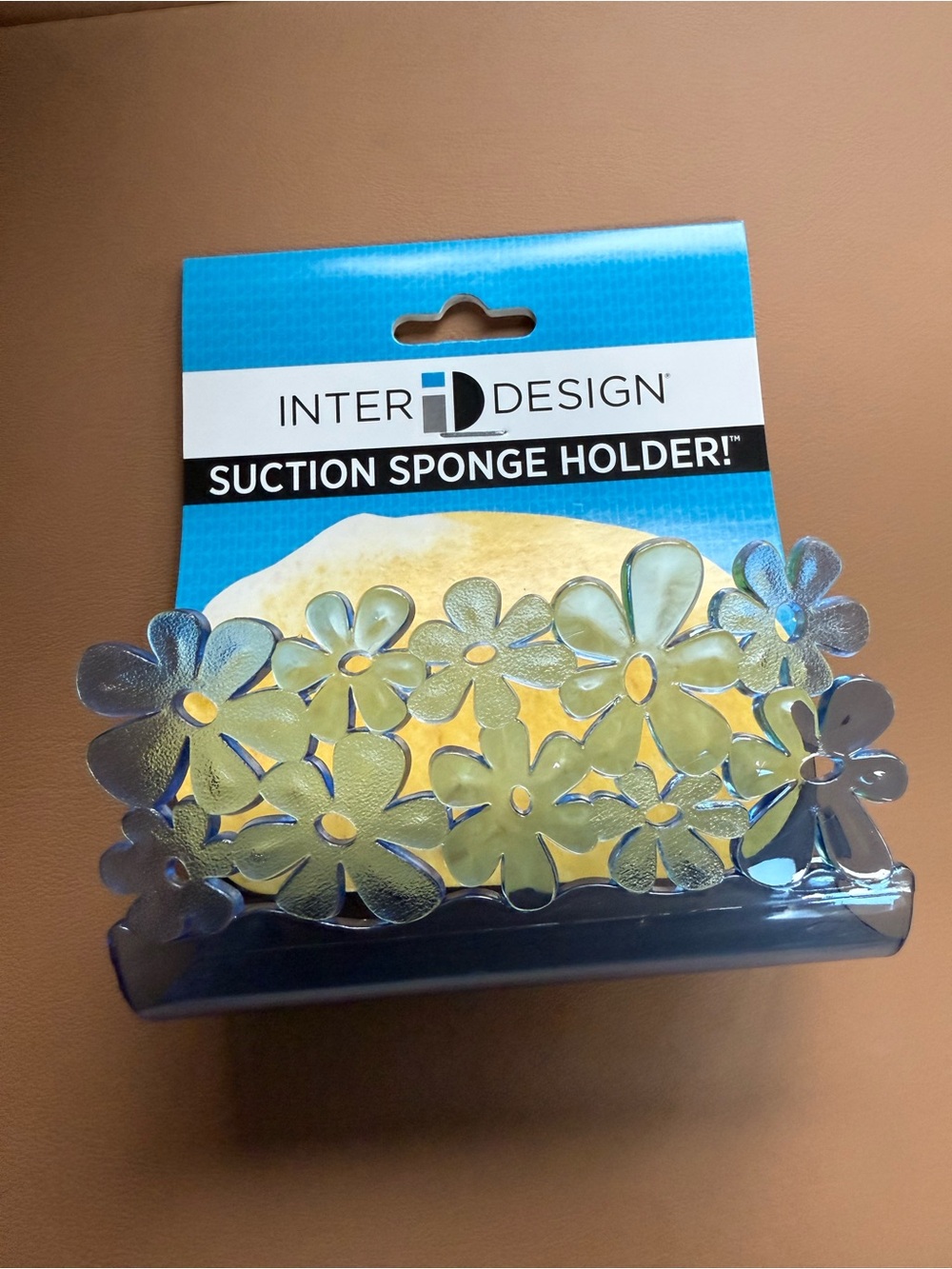 InterDesign Blue Floral Suction Sponge Holder